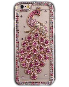 Sense-TE STENES iPod Touch (6th Generation) Case - Luxurious Crystal 3D Handmade Sparkle Diamond Rhinestone Cover with Retro Bowknot Anti Dust Plug - Brilliant Peacock/Hot Pink